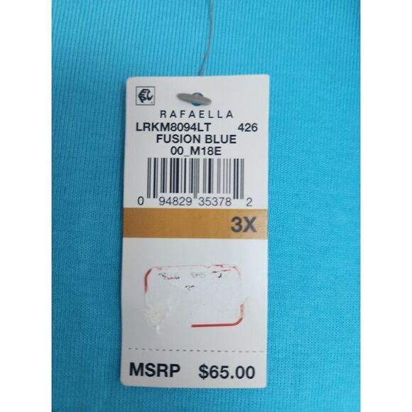 NWT Rafaella Women Aqua Blue w/Silver Studs 100% Cotton Open Cardigan size 3X - Picture 5 of 9